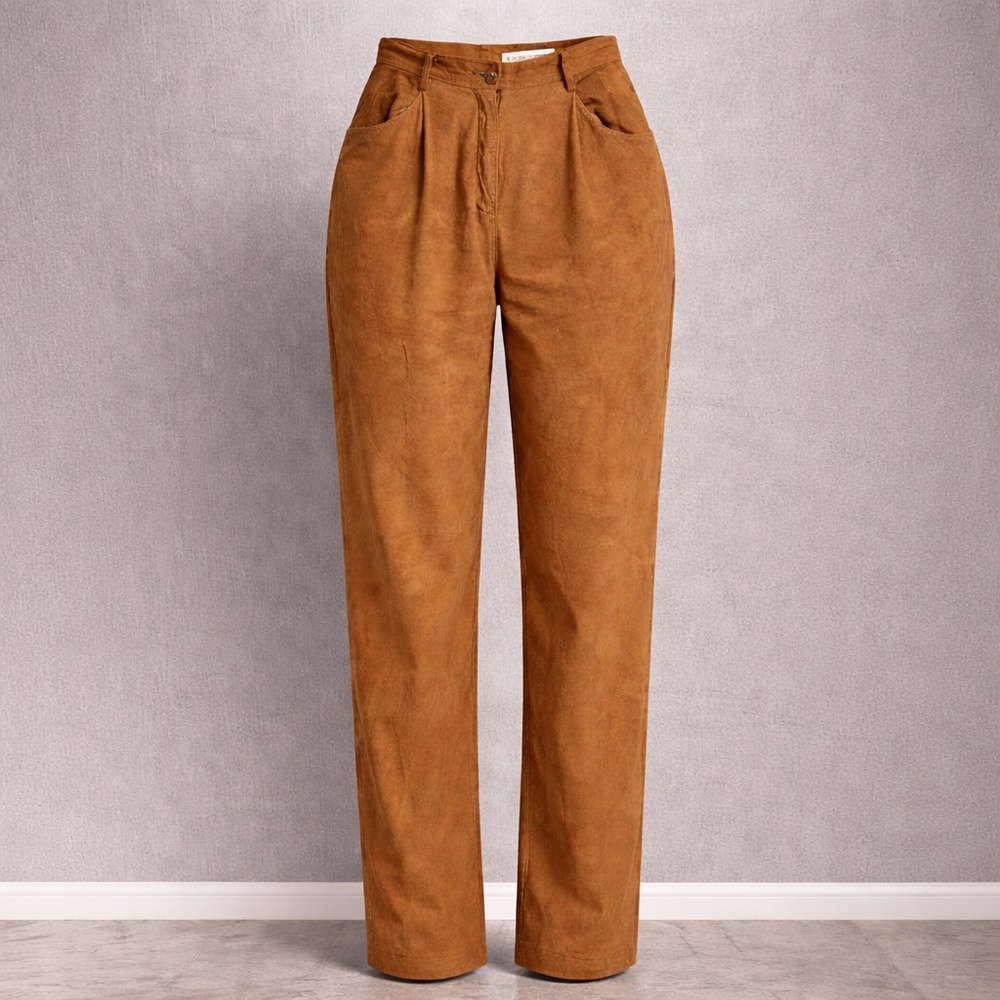 Vintage Excursion Size 8 Genuine Leather High-Waisted Suede Pants – Camel Brown
